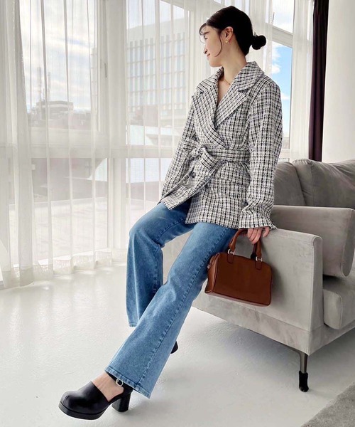 one after another NICE CLAUP（ワンアフターアナザーナイスクラップ）の「【SMサイズ展開】美脚ストレッチデニム（デニムパンツ・レディース・ブルー/ライトブルー/ブラック/ピンク・SMALL/MEDIUM）」の10枚目の写真