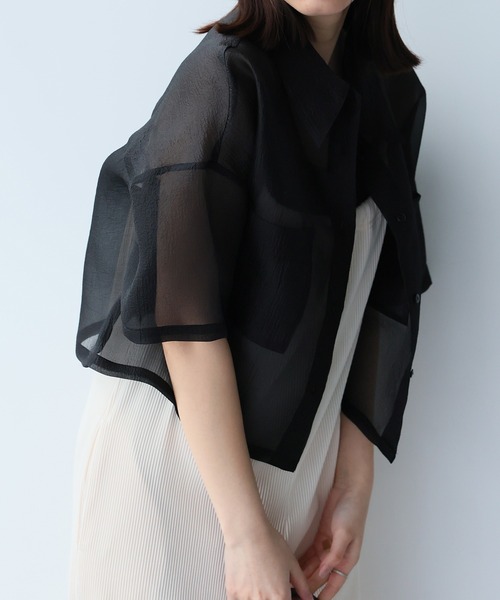 Doula Doula(ドゥーラドゥーラ)の「オーガンジーWポケットシャツ(シャツ/ブラウス・レディース・ピンク/グレー/ナチュラル/ブラック・FREE)」の6枚目の写真