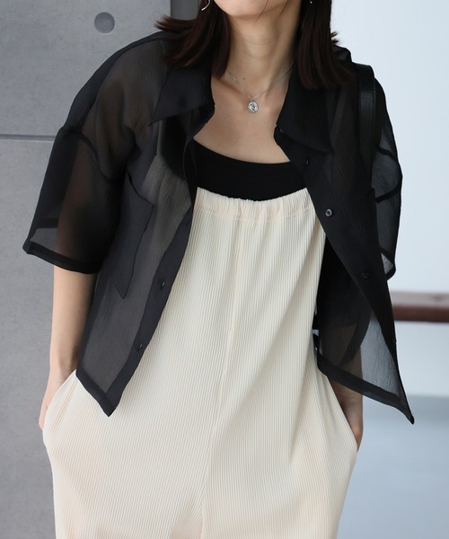 Doula Doula(ドゥーラドゥーラ)の「オーガンジーWポケットシャツ(シャツ/ブラウス・レディース・ピンク/グレー/ナチュラル/ブラック・FREE)」の8枚目の写真