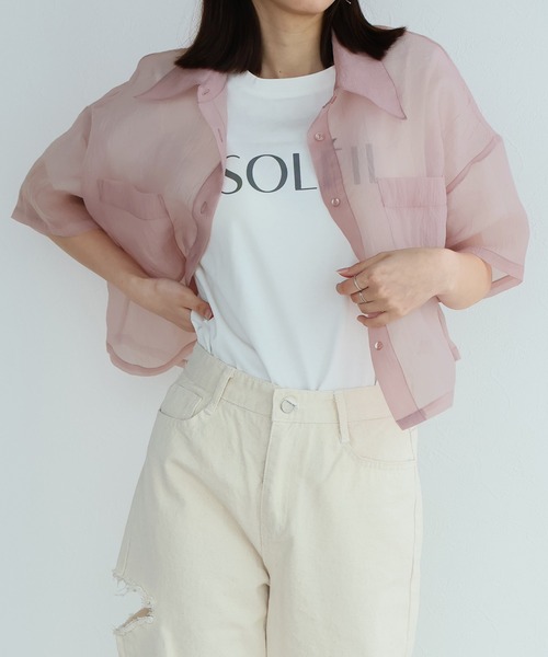 Doula Doula(ドゥーラドゥーラ)の「オーガンジーWポケットシャツ(シャツ/ブラウス・レディース・ピンク/グレー/ナチュラル/ブラック・FREE)」の14枚目の写真