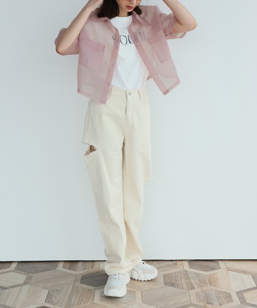 Doula Doula(ドゥーラドゥーラ)の「オーガンジーWポケットシャツ(シャツ/ブラウス・レディース・ピンク/グレー/ナチュラル/ブラック・FREE)」の16枚目の写真