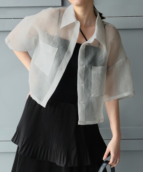 Doula Doula(ドゥーラドゥーラ)の「オーガンジーWポケットシャツ(シャツ/ブラウス・レディース・ピンク/グレー/ナチュラル/ブラック・FREE)」の17枚目の写真