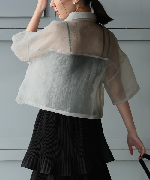 Doula Doula(ドゥーラドゥーラ)の「オーガンジーWポケットシャツ(シャツ/ブラウス・レディース・ピンク/グレー/ナチュラル/ブラック・FREE)」の19枚目の写真