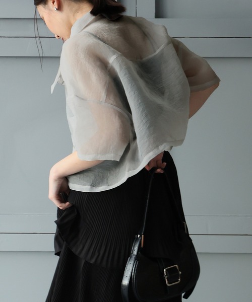 Doula Doula(ドゥーラドゥーラ)の「オーガンジーWポケットシャツ(シャツ/ブラウス・レディース・ピンク/グレー/ナチュラル/ブラック・FREE)」の20枚目の写真