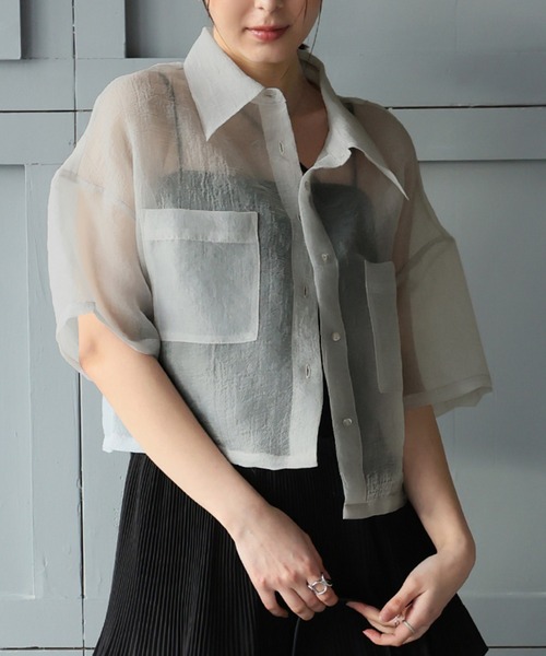 Doula Doula(ドゥーラドゥーラ)の「オーガンジーWポケットシャツ(シャツ/ブラウス・レディース・ピンク/グレー/ナチュラル/ブラック・FREE)」の21枚目の写真