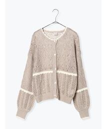 TSUHARU by Samansa Mos2 | リネン配色スカラップカーディガン(カーディガン/ボレロ)