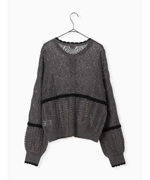 TSUHARU by Samansa Mos2(ツハルバイサマンサモスモス)の「リネン配色スカラップカーディガン(カーディガン/ボレロ・レディース・グリーン/ベージュ/チャコールグレー・F)」の5枚目の写真