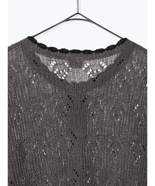 TSUHARU by Samansa Mos2(ツハルバイサマンサモスモス)の「リネン配色スカラップカーディガン(カーディガン/ボレロ・レディース・グリーン/ベージュ/チャコールグレー・F)」の9枚目の写真