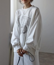 Bonjour Sagan | 白抜きカレッジロゴ刺繍BIGスウェット(スウェット)