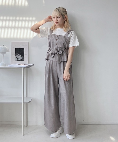 AS KNOW AS plus（アズノゥアズプラス）の「◎ビスチェとパンツとTシャツ 3点セット（セットアップ・レディース・アイボリー/ブラック/グレー系その他/グレー/モカ/モスグリーン/ブラウン・FREE）」の13枚目の写真