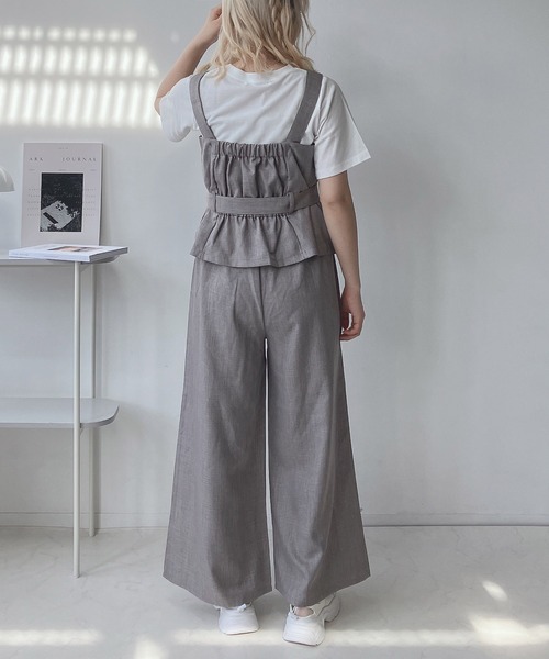 AS KNOW AS plus（アズノゥアズプラス）の「◎ビスチェとパンツとTシャツ 3点セット（セットアップ・レディース・アイボリー/ブラック/グレー系その他/グレー/モカ/モスグリーン/ブラウン・FREE）」の14枚目の写真