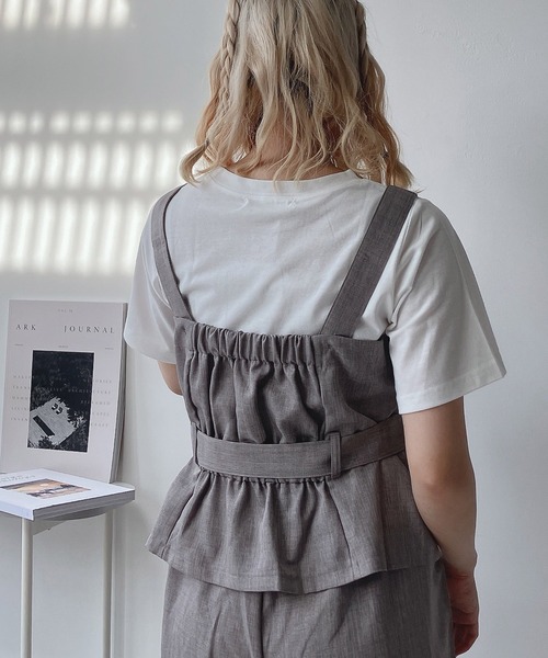 AS KNOW AS plus（アズノゥアズプラス）の「◎ビスチェとパンツとTシャツ 3点セット（セットアップ・レディース・アイボリー/ブラック/グレー系その他/グレー/モカ/モスグリーン/ブラウン・FREE）」の15枚目の写真