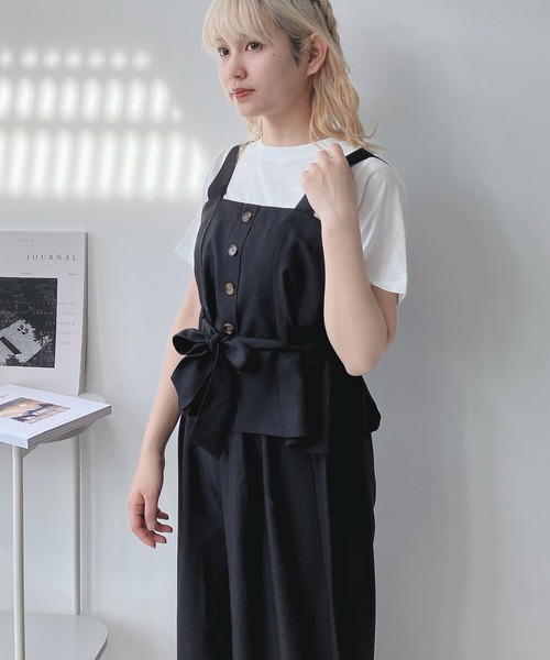 AS KNOW AS plus（アズノゥアズプラス）の「◎ビスチェとパンツとTシャツ 3点セット（セットアップ・レディース・アイボリー/ブラック/グレー系その他/グレー/モカ/モスグリーン/ブラウン・FREE）」の20枚目の写真