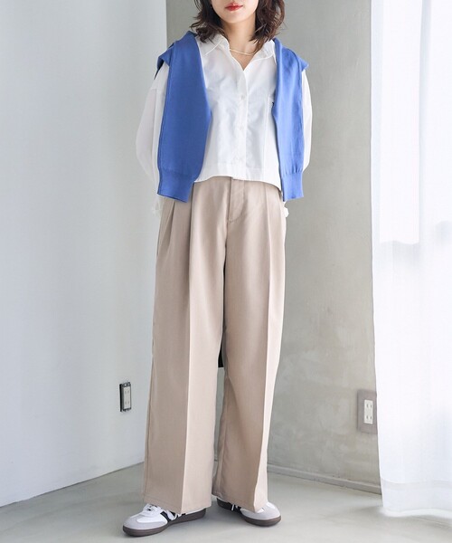 PUBLUX(パブリュクス)の「PUBLUX/パブリュクス タックワイドスラックスパンツ 限定展開(スラックス・レディース・ブラック/ベージュ/グレー・S/M)」の15枚目の写真