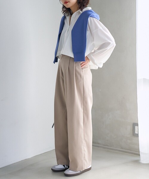 PUBLUX(パブリュクス)の「PUBLUX/パブリュクス タックワイドスラックスパンツ 限定展開(スラックス・レディース・ブラック/ベージュ/グレー・S/M)」の16枚目の写真