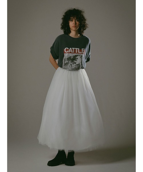 enchainement（アンシェヌマン）の「チュールスカート（スカート・レディース・オフホワイト/チャコールグレー・1/2）」の5枚目の写真