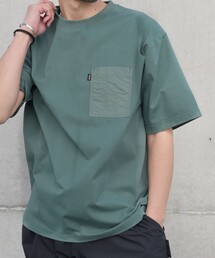 【WEB限定】SHIPS any:〈撥水加工〉Teflon EcoElite(TM) ナイロンポケット Tシャツ◇