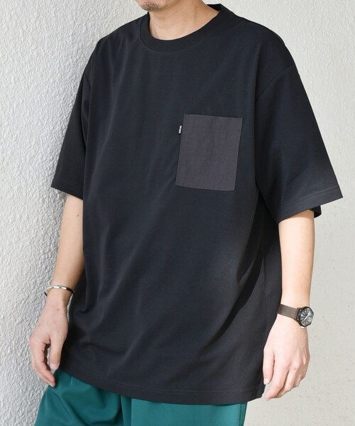 SHIPS any（シップス エニィ）の「【WEB限定】SHIPS any:〈撥水加工〉Teflon EcoElite(TM) ナイロンポケット Tシャツ◇（Tシャツ/カットソー・メンズ・ブラック/グレー/ホワイト/ライトグリーン/ホワイト系/ダークグレー/ケリーグリーン/チャコールグレー/グリーン・SMALL/MEDIUM/LARGE/X-LARGE）」の18枚目の写真