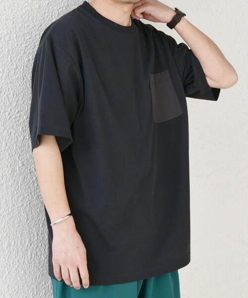 SHIPS any（シップス エニィ）の「【WEB限定】SHIPS any:〈撥水加工〉Teflon EcoElite(TM) ナイロンポケット Tシャツ◇（Tシャツ/カットソー・メンズ・ブラック/グレー/ホワイト/ライトグリーン/ホワイト系/ダークグレー/ケリーグリーン/チャコールグレー/グリーン・SMALL/MEDIUM/LARGE/X-LARGE）」の19枚目の写真
