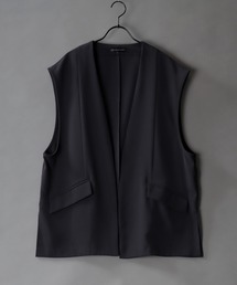 Twill Fabric Drape No Collar Gilet/別注 オーバーサイズ ドレープ ノーカラー ジレ ベスト レディース メンズ