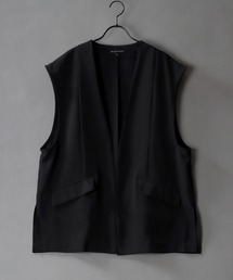 Twill Fabric Drape No Collar Gilet/別注 オーバーサイズ ドレープ ノーカラー ジレ ベスト レディース メンズ