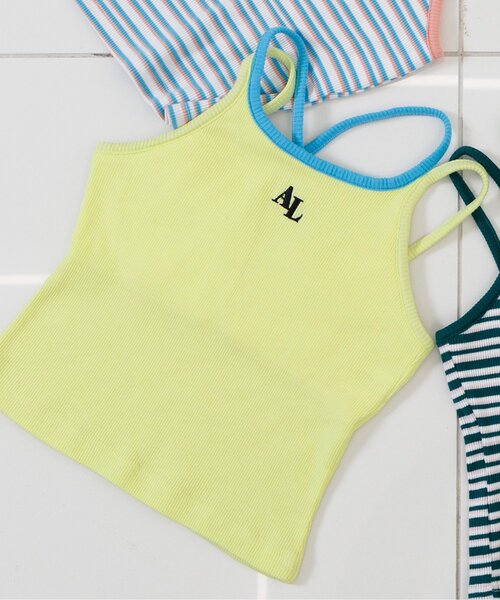 algy（アルジー）の「マルチボーダータンタケリブキャミ（キャミソール・キッズ・イエロー/グリーン/サックスブルー/オフホワイト・XX-SMALL/X-SMALL/MEDIUM/SMALL）」の4枚目の写真