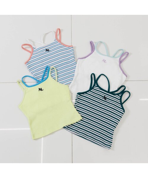 algy（アルジー）の「マルチボーダータンタケリブキャミ（キャミソール・キッズ・イエロー/グリーン/サックスブルー/オフホワイト・XX-SMALL/X-SMALL/MEDIUM/SMALL）」の11枚目の写真