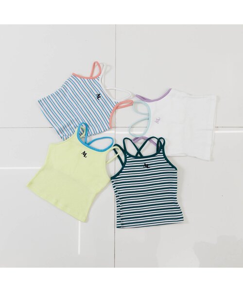 algy（アルジー）の「マルチボーダータンタケリブキャミ（キャミソール・キッズ・イエロー/グリーン/サックスブルー/オフホワイト・XX-SMALL/X-SMALL/MEDIUM/SMALL）」の12枚目の写真