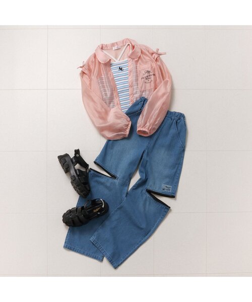 algy（アルジー）の「マルチボーダータンタケリブキャミ（キャミソール・キッズ・イエロー/グリーン/サックスブルー/オフホワイト・XX-SMALL/X-SMALL/MEDIUM/SMALL）」の15枚目の写真