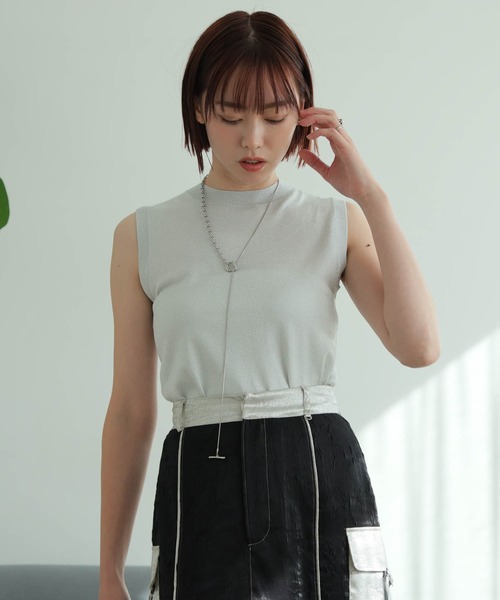 LADYMADE（レディメイド）の「ラメモックネックニット（ニット/セーター・レディース・ベージュ/ライトグレー/ブラック・FREE）」の2枚目の写真