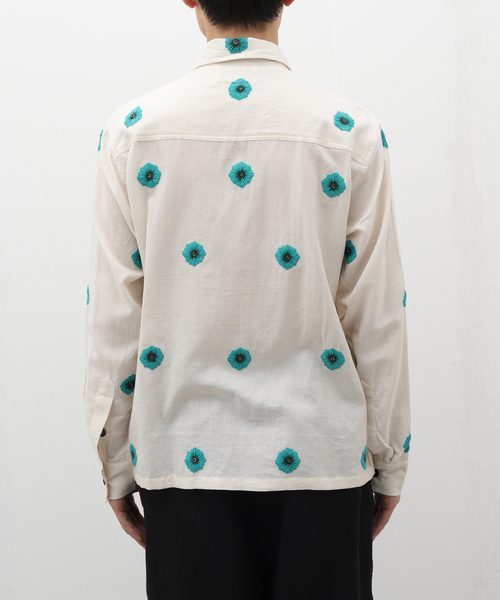 HEARTGREEN シャツブラウス NITTI SHIRT TUNIC バラ園 L カーシーカシマ HL2639 (68-0930-68) シャツ ブラウス レディース ストレッチ パウダーサテン2WAY