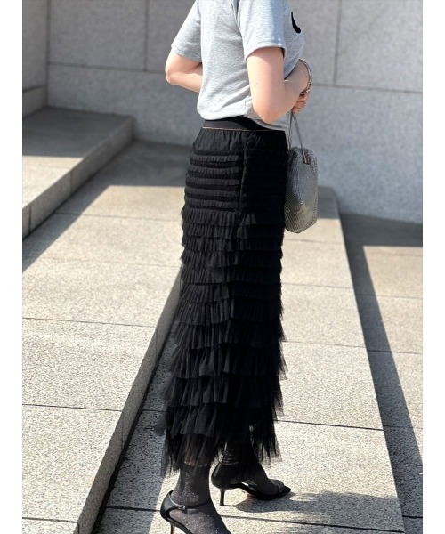 Day and Grade(デイアンドグレイド)の「チュールティアードロングスカート(スカート・レディース・ブラック・FREE)」の7枚目の写真