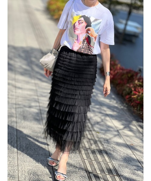 Day and Grade(デイアンドグレイド)の「チュールティアードロングスカート(スカート・レディース・ブラック・FREE)」の16枚目の写真