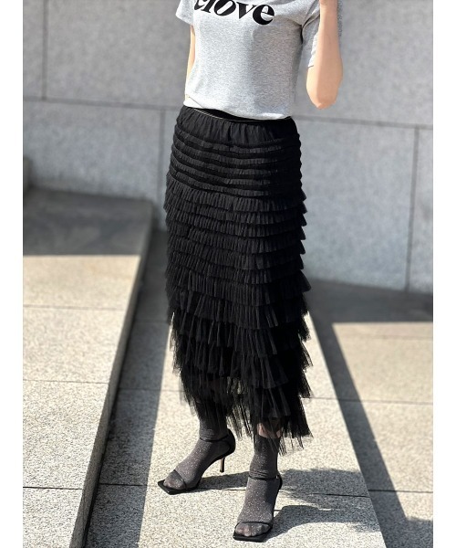 Day and Grade(デイアンドグレイド)の「チュールティアードロングスカート(スカート・レディース・ブラック・FREE)」の20枚目の写真