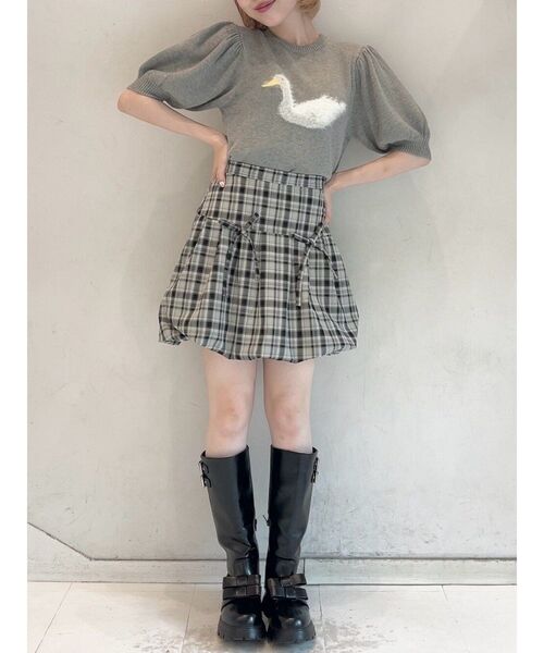 merry jenny(メリージェニー)の「checkバルーンミニスカート(スカート・レディース・ブラウン/ベージュ/グレー・FREE)」の12枚目の写真