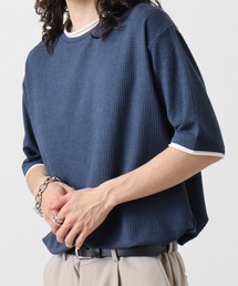ATU 格子柄フェイクレイヤークルーTee