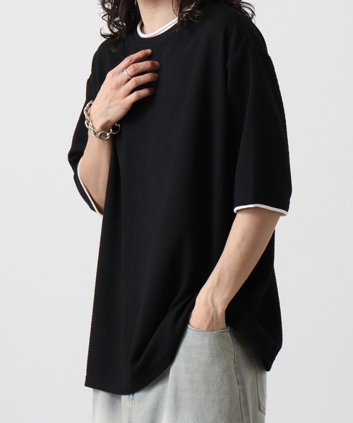 FUNALIVE(ファンアライブ)の「ATU 格子柄フェイクレイヤークルーTee(Tシャツ/カットソー・メンズ・グレー/アイボリー/ブラック/ネイビー・LL/M/L)」の12枚目の写真