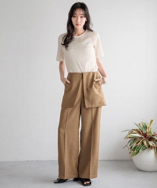 LOWRYS FARM（ローリーズファーム）の「レイヤードフウスカパン  110329（その他パンツ・レディース・チャコールグレー/ベージュ/アイボリー・FREE）」の4枚目の写真