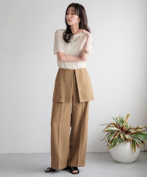 LOWRYS FARM（ローリーズファーム）の「レイヤードフウスカパン  110329（その他パンツ・レディース・チャコールグレー/ベージュ/アイボリー・FREE）」の5枚目の写真