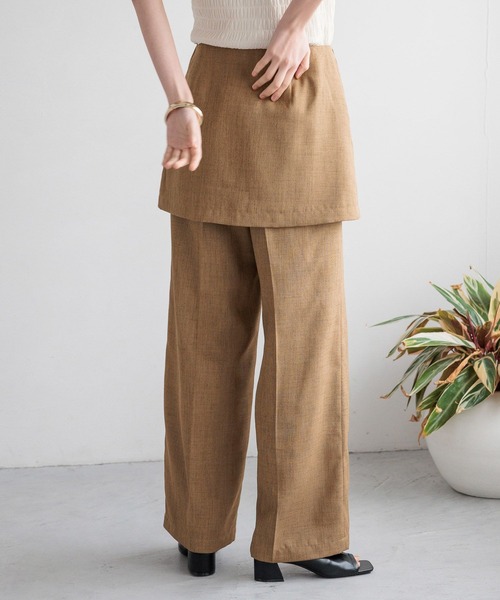 LOWRYS FARM（ローリーズファーム）の「レイヤードフウスカパン  110329（その他パンツ・レディース・チャコールグレー/ベージュ/アイボリー・FREE）」の6枚目の写真