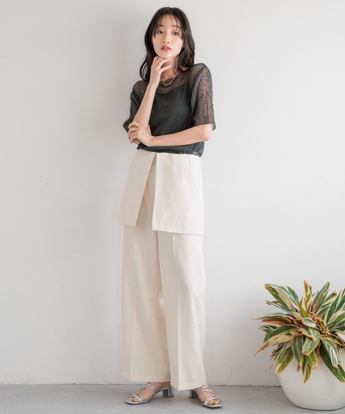 工芸品 s.y LOWRYS FARM パンツ ウエストフリルドロストパンツ 287329