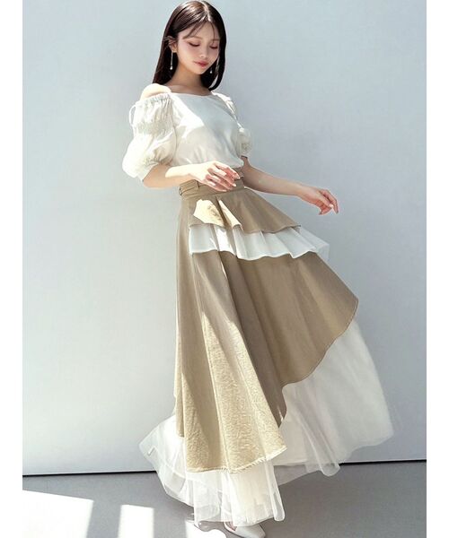 RESEXXY（リゼクシー）の「チュールドッキングフレアスカート（デニムスカート・レディース・インディゴブルー/ブラック/ベージュ・FREE）」の18枚目の写真