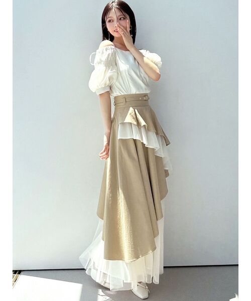 RESEXXY（リゼクシー）の「チュールドッキングフレアスカート（デニムスカート・レディース・インディゴブルー/ブラック/ベージュ・FREE）」の20枚目の写真