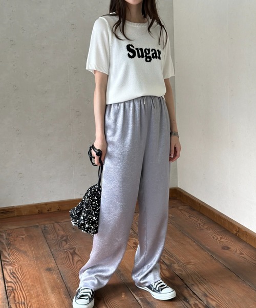 Per sist ence（パーシエンス）の「メタリックサテンストレートパンツ（その他パンツ・レディース・グレイッシュベージュ/ブラック/アイボリー/シルバー・FREE）」の17枚目の写真