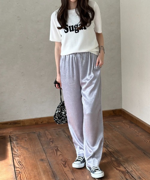 Per sist ence（パーシエンス）の「メタリックサテンストレートパンツ（その他パンツ・レディース・グレイッシュベージュ/ブラック/アイボリー/シルバー・FREE）」の19枚目の写真