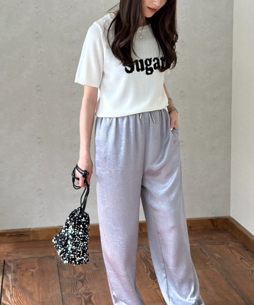 Per sist ence（パーシエンス）の「メタリックサテンストレートパンツ（その他パンツ・レディース・グレイッシュベージュ/ブラック/アイボリー/シルバー・FREE）」の22枚目の写真