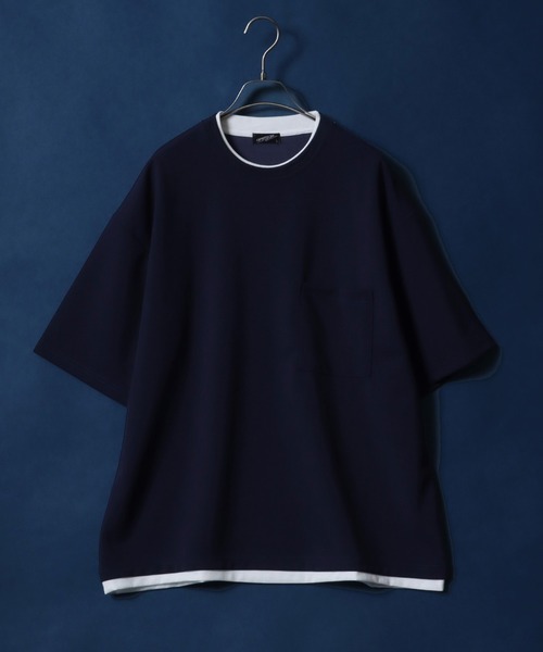 ANPAS(アンパス)の「Georgette Fake Layered T-shirt/ジョーゼット オーバーサイズ フェイクレイヤード ビッグシルエット Tシャツ(Tシャツ/カットソー・メンズ・ホワイト/ターコイズブルー/ワイン/チャコール/ネイビー/ライトグレー/ブラック/ブルー・M/L)」の6枚目の写真