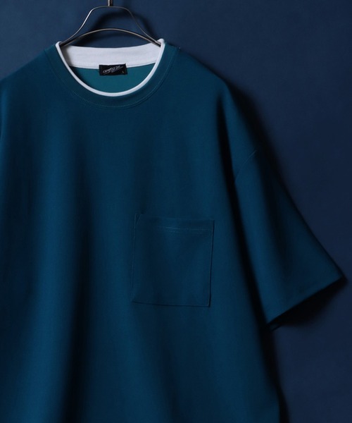 ANPAS(アンパス)の「Georgette Fake Layered T-shirt/ジョーゼット オーバーサイズ フェイクレイヤード ビッグシルエット Tシャツ(Tシャツ/カットソー・メンズ・ホワイト/ターコイズブルー/ワイン/チャコール/ネイビー/ライトグレー/ブラック/ブルー・M/L)」の7枚目の写真