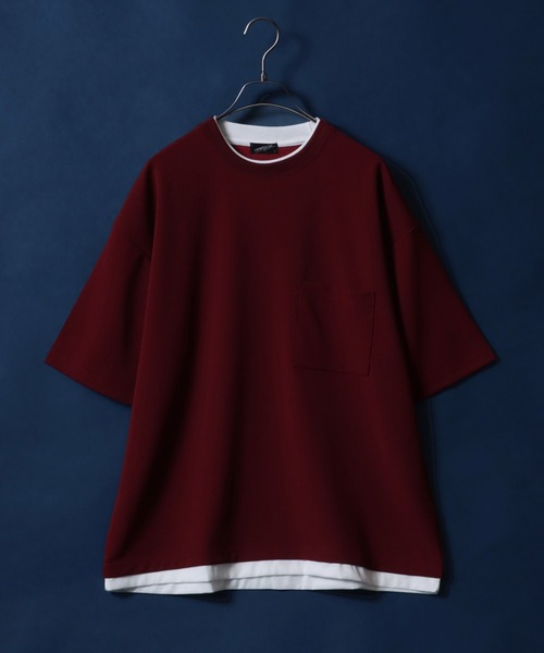 ANPAS(アンパス)の「Georgette Fake Layered T-shirt/ジョーゼット オーバーサイズ フェイクレイヤード ビッグシルエット Tシャツ(Tシャツ/カットソー・メンズ・ホワイト/ターコイズブルー/ワイン/チャコール/ネイビー/ライトグレー/ブラック/ブルー・M/L)」の8枚目の写真
