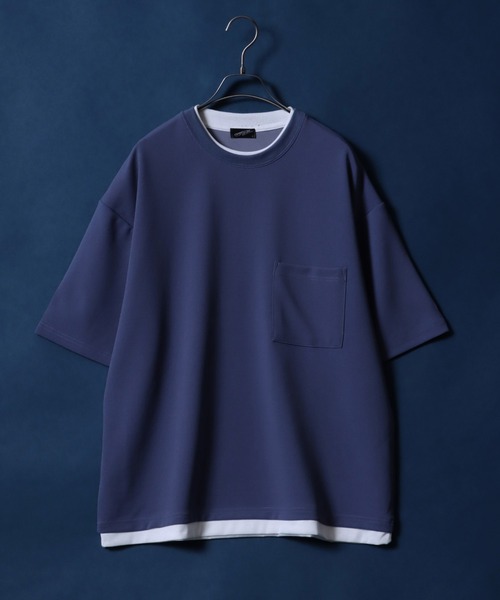 ANPAS(アンパス)の「Georgette Fake Layered T-shirt/ジョーゼット オーバーサイズ フェイクレイヤード ビッグシルエット Tシャツ(Tシャツ/カットソー・メンズ・ホワイト/ターコイズブルー/ワイン/チャコール/ネイビー/ライトグレー/ブラック/ブルー・M/L)」の1枚目の写真